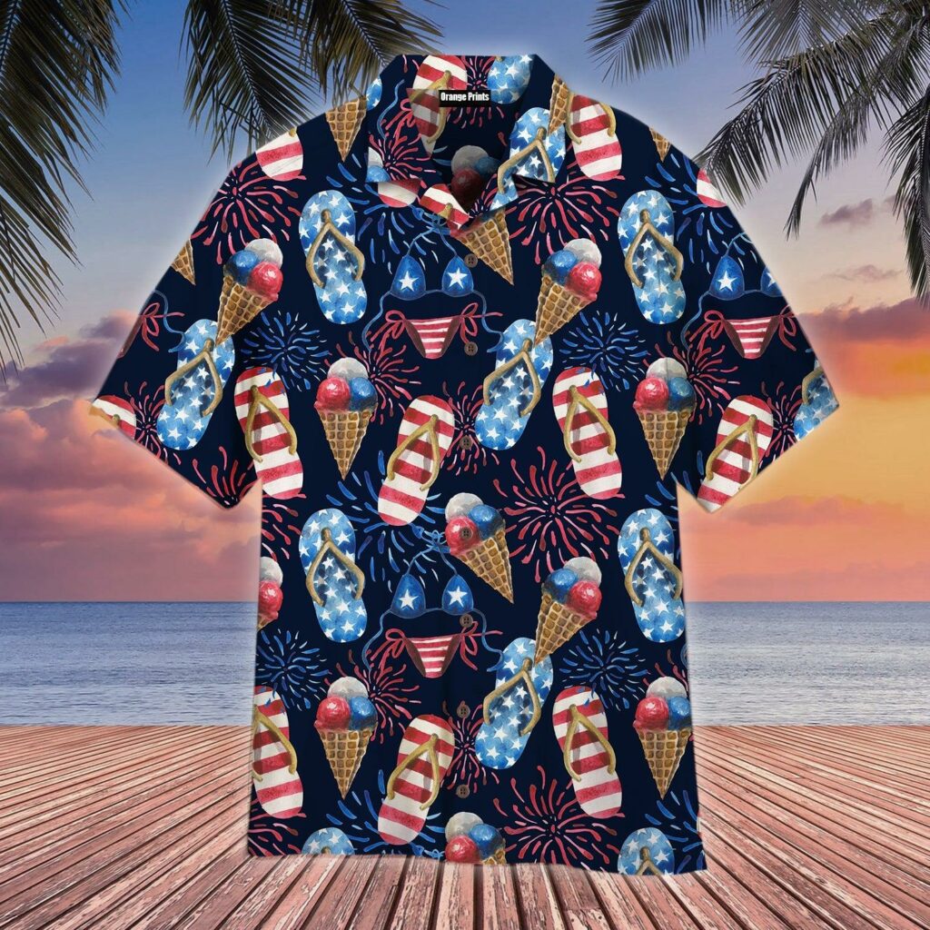 4th Of Day Beach Slippers Fireworks Hawaiian Shirt | For Men & Women | WT6348