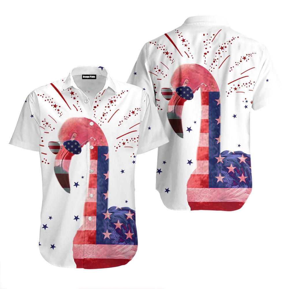 4th of July Flamingo Hawaiian Shirt | Hawaiian Shirt For Men | Hawaiian Shirt For Women | HW4177