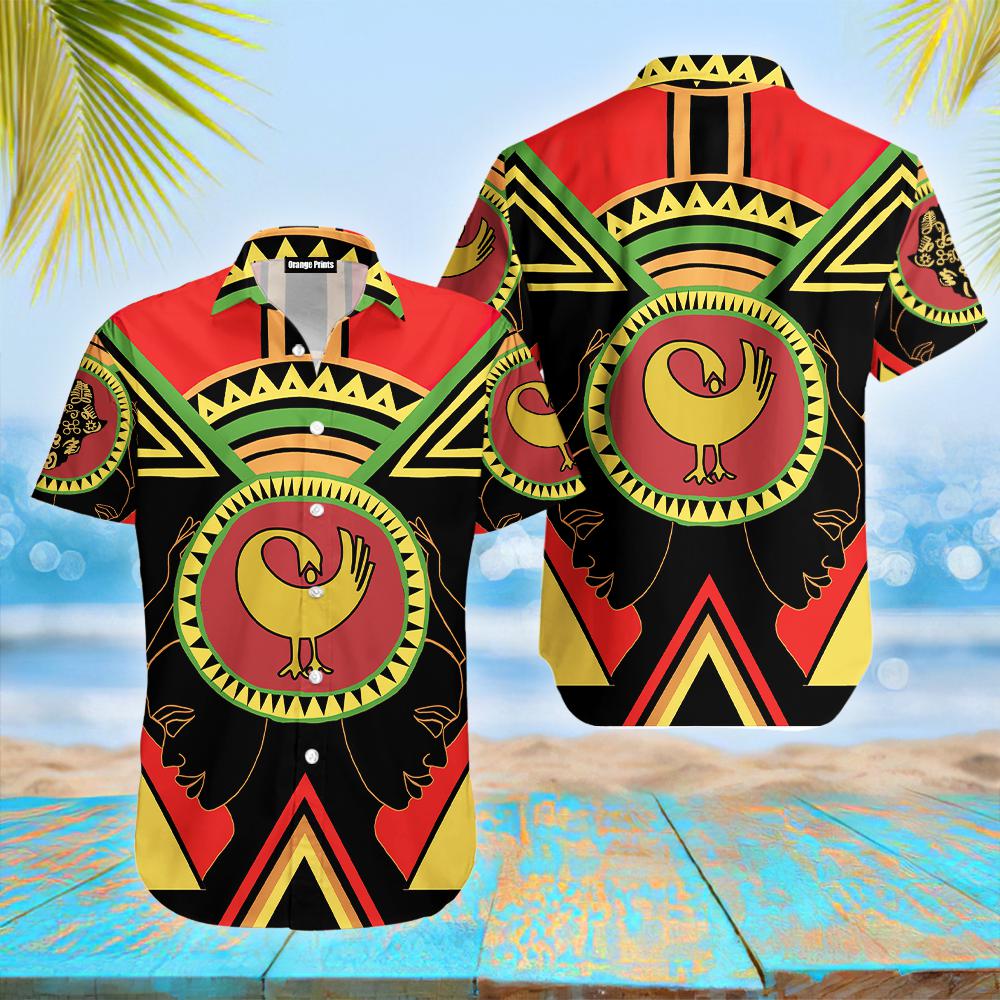 African Adinkra Sankofa Black Hawaiian Shirt | For Men & Women | WT5187