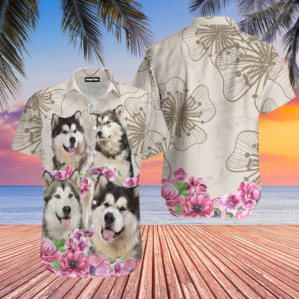 Alaskan Malamute Flower Hawaiian Shirt | For Men & Women | WT5923