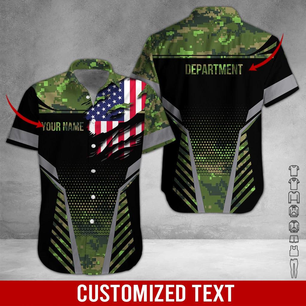 American Flag Custom Name And Department Hawaiian Shirt | For Men & Women | HN2744