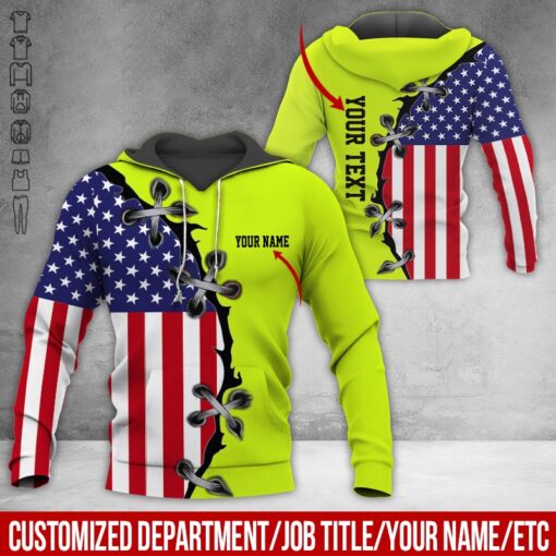 American Flag Workwear Style Custom Name All Over Print | For Men & Women | CN5014