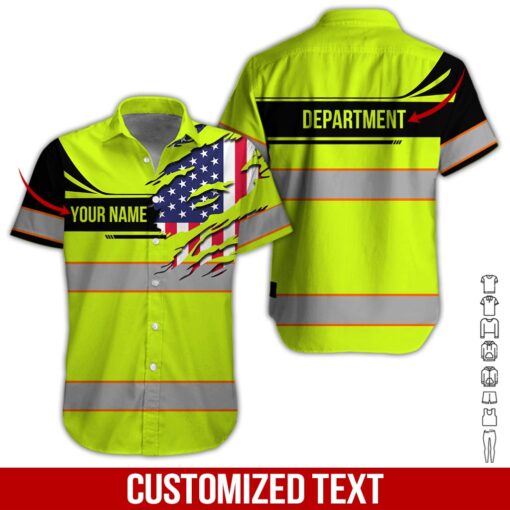 American Heavy Equipment Workwear Custom Name & Department Hawaiian Shirt | For Men & Women | HN3057