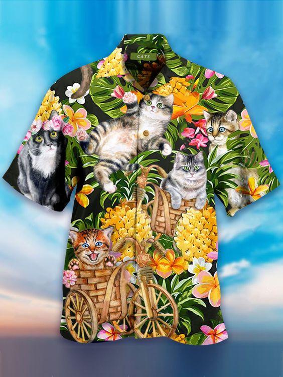 Collar Printed Leaves Hawaiian Shirt | For Men & Women | HW4101