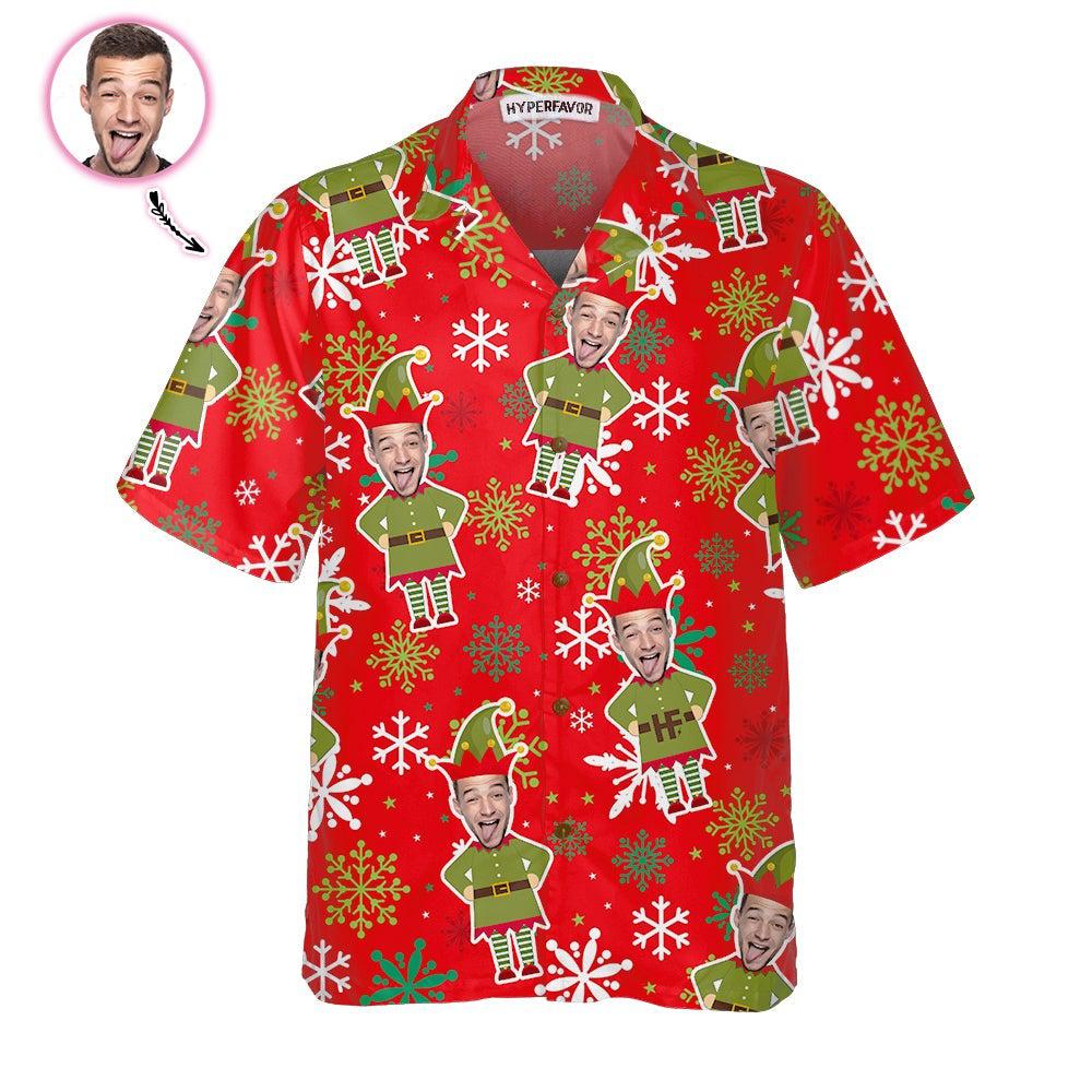Custom Face Christmas Elf Custom Hawaiian Shirt | For Men & Women | HWP1011