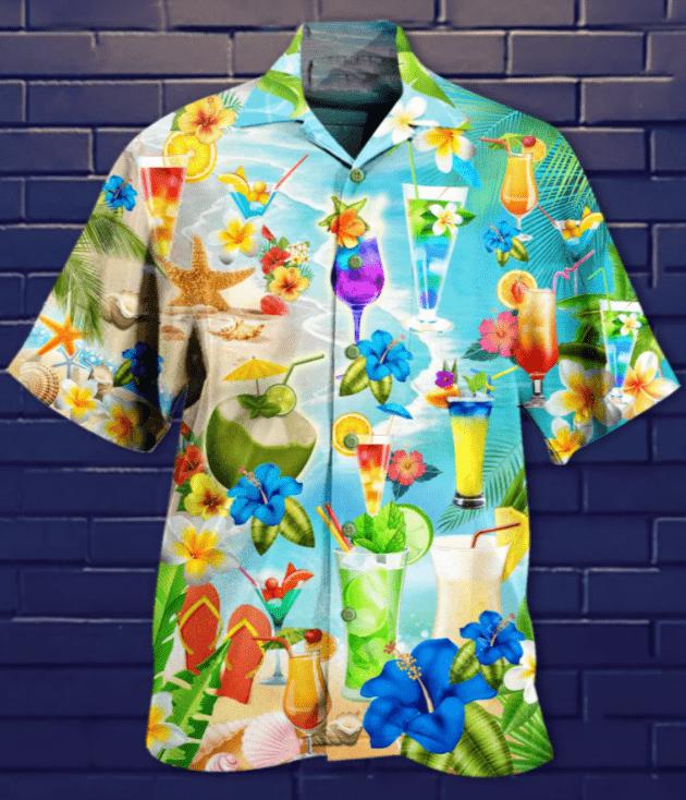 Drinking Cocktail Flower Beach Hawaiian Shirt | For Men & Women | HW2915
