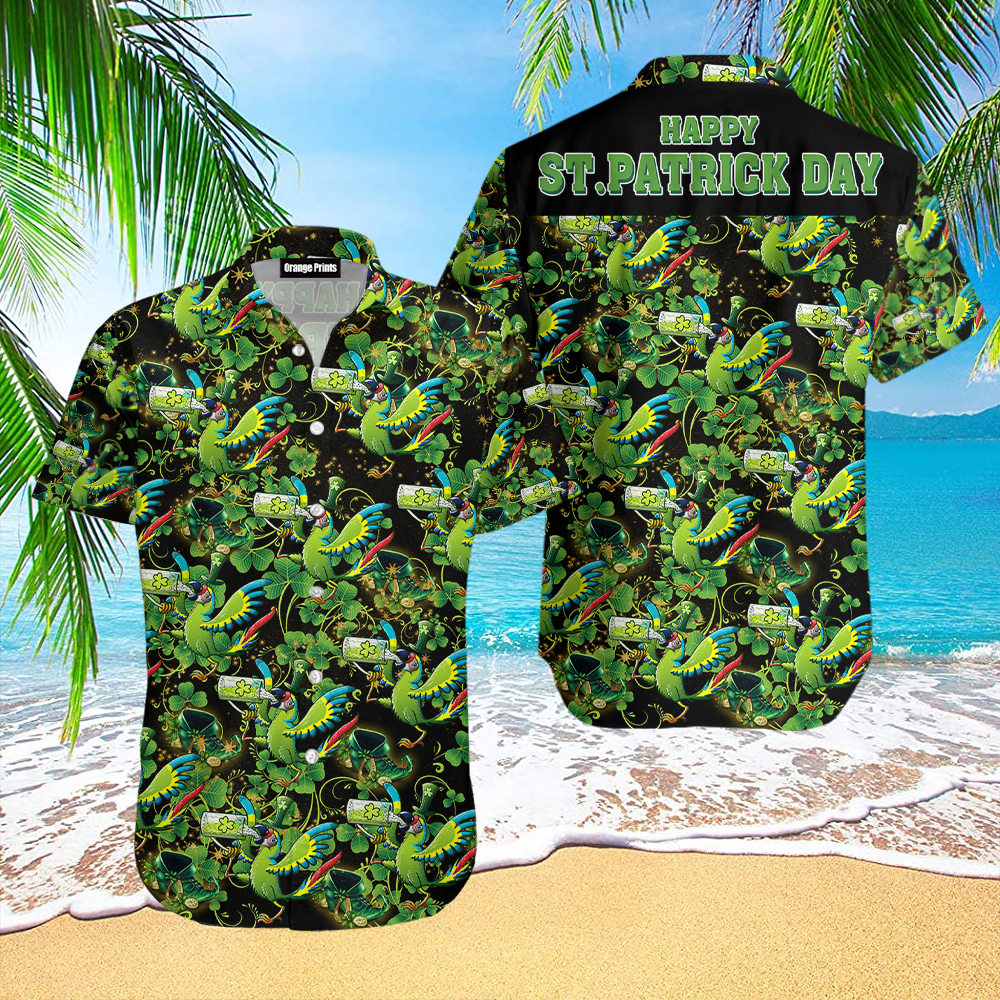 Exotic Green Macaw St Patrick day Hawaiian Shirt | For Men & Women | WT1625