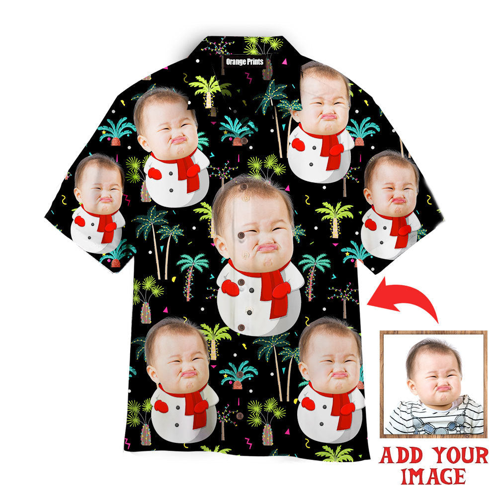 Funny Custom Face Snowman Christmas In July Custom Hawaiian Shirt | For Men & Women | HWP1166