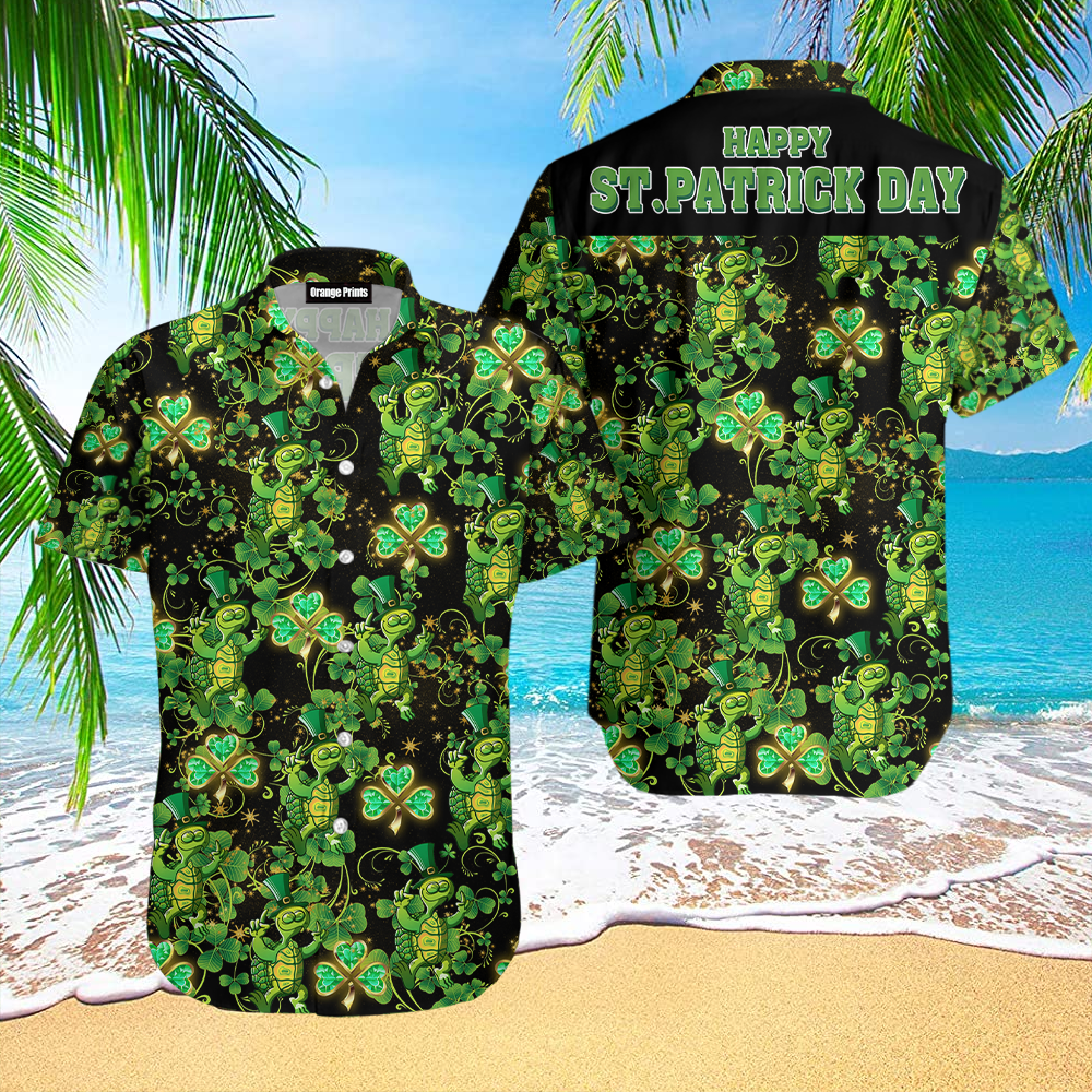 Green Turtle Happy St Patrick Day Hawaiian Shirt | For Men & Women | WT1629