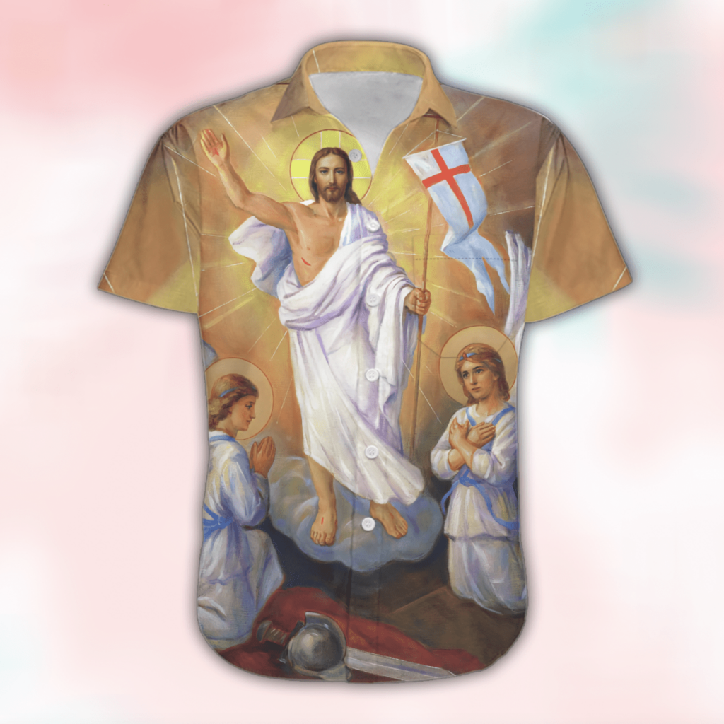 Happy Easter Sunday Jesus Christ He Is Risen Hallelujah Hawaiian Shirt | For Men & Women | HL2019