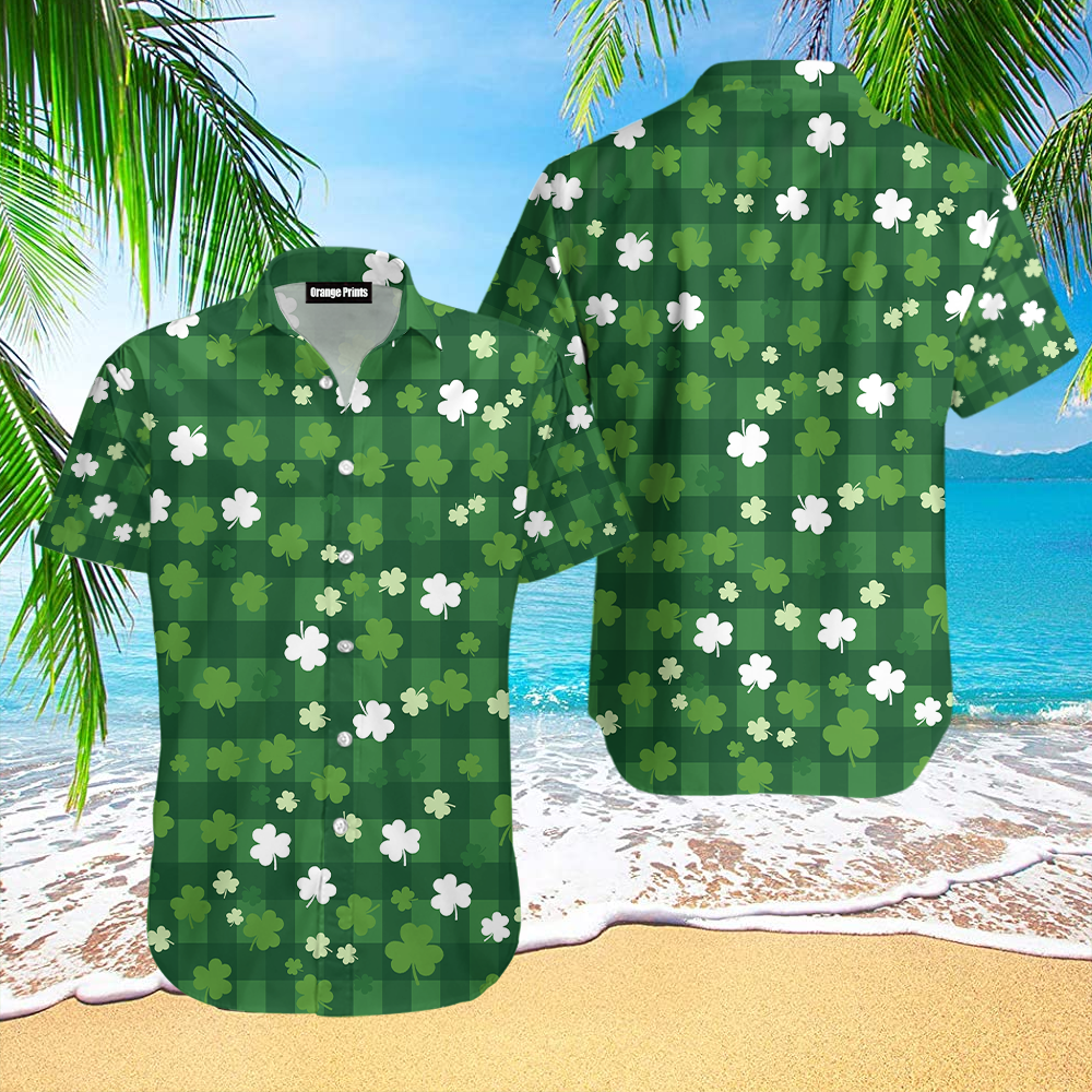 Happy St Patricks Day Shamrock Tartan Hawaiian Shirt | For Men & Women | HL1435