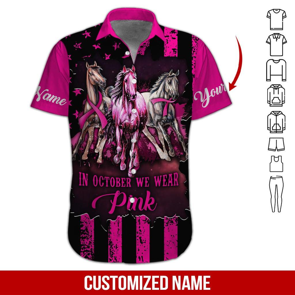 Horse Cancer Breast Awareness Pink Custom Hawaiian Shirt | For Men & Women | HN3400