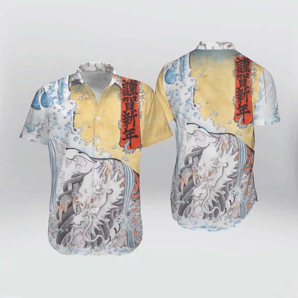 Japanese Aesthetic Ukiyoe Dragon Kanagawa Hawaiian Shirt | For Men & Women | HL2944