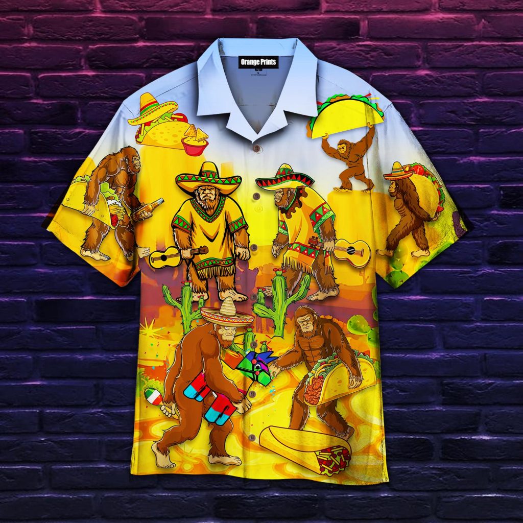 Lets Fiesta Get Here Funny Bigfoot Love Tacos Hawaiian Shirt | For Men & Women | WT1983