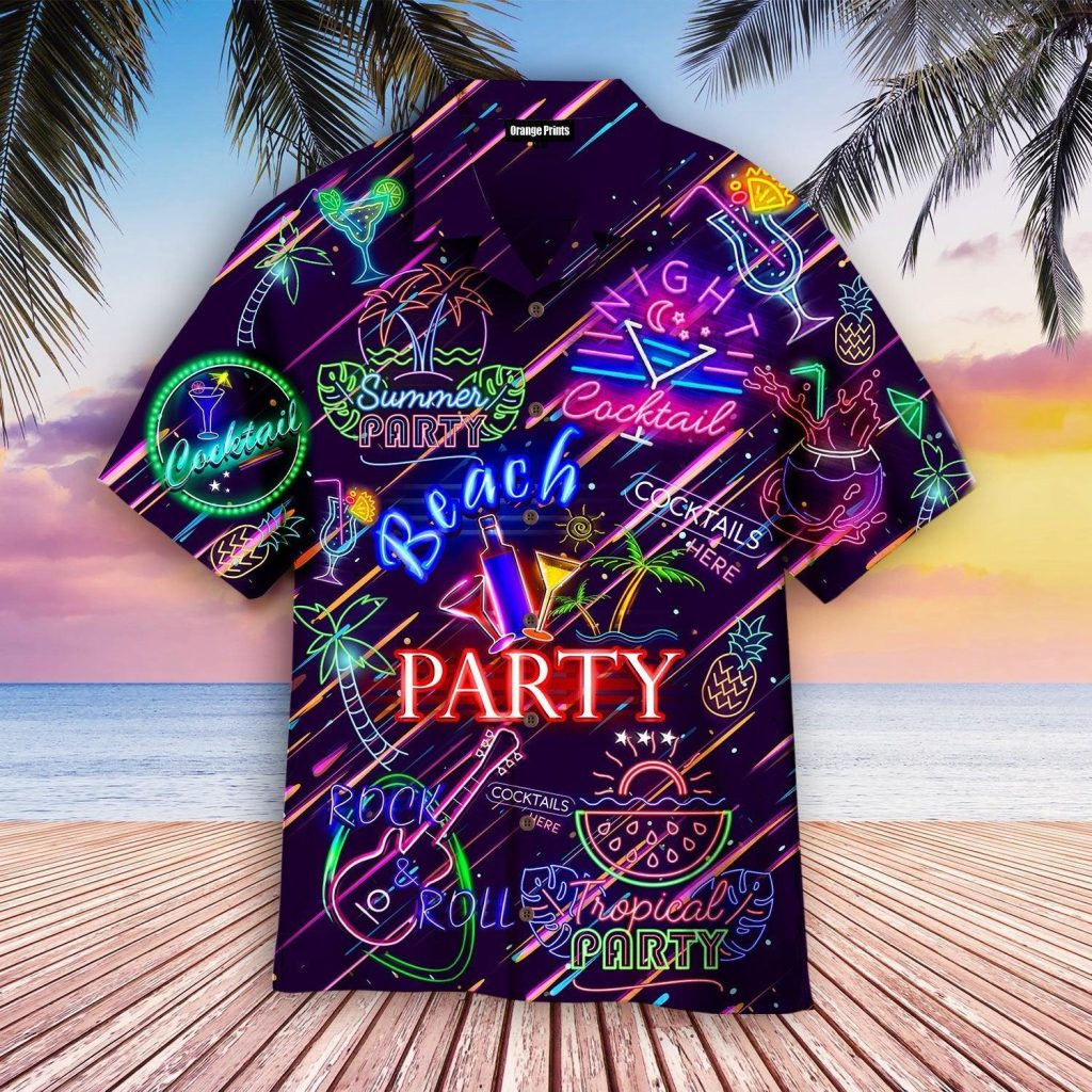 Lets Go To The Cocktail Beach Party Neon Colorful Hawaiian Shirt | For Men & Women | WT8032