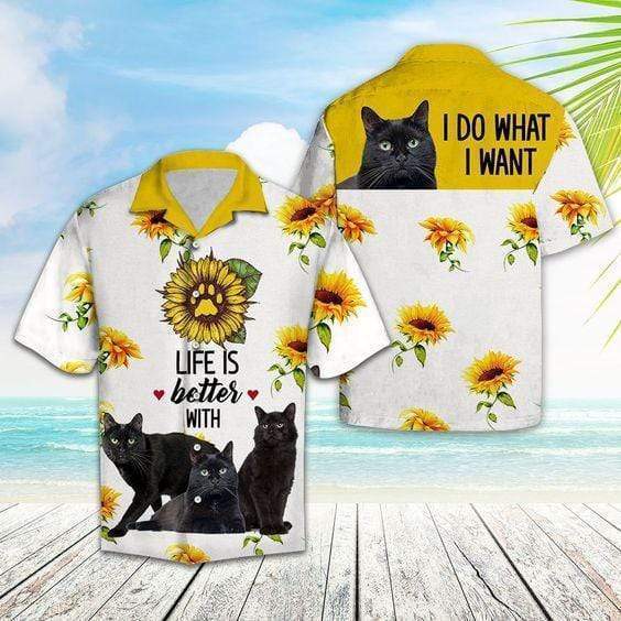 Life Is Better With Cats Colorful Aloha Hawaiian Shirt | For Men & Women | HW2318