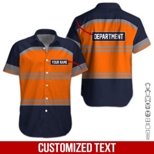 Orange Custom Name & Department Hawaiian Shirt | For Men & Women | HN2353