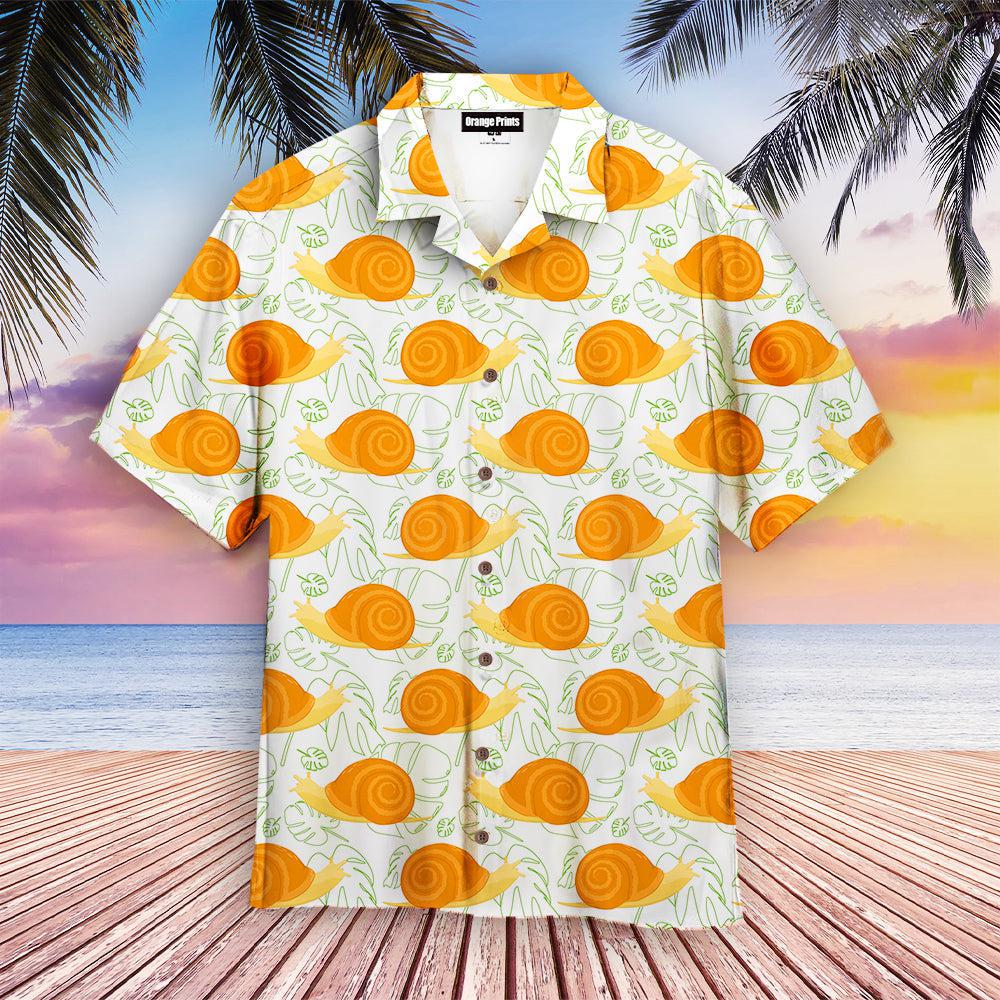 Orange Snails With Monstera Leaves Hawaiian Shirt | For Men & Women | WT6327