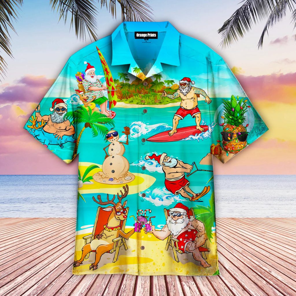 Santa Claus Surfing With Christmas In July Hawaiian Shirt | For Men & Women | WT8053