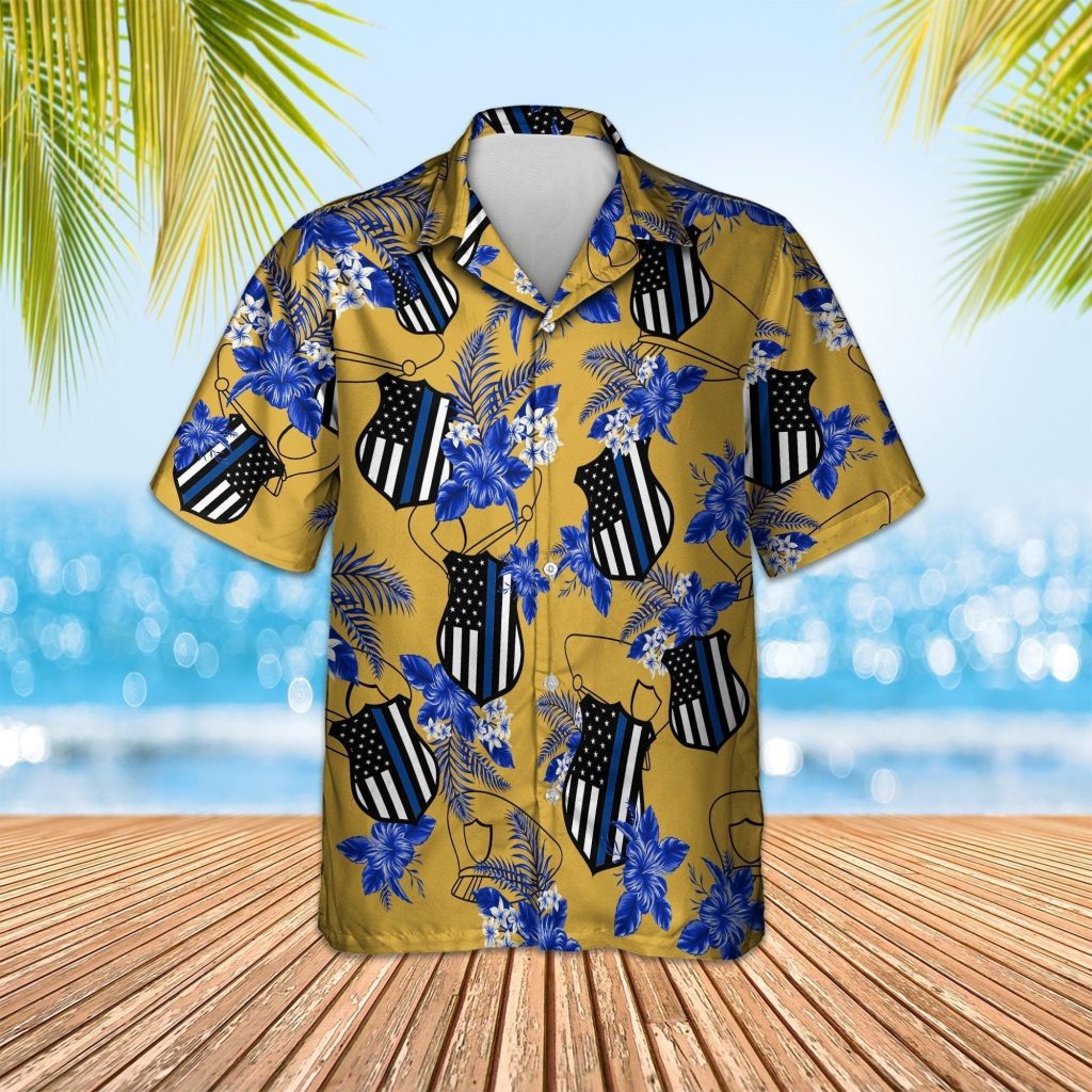 Thin Blue Line Hawaii Shirt Police Seamless Pattern Hawaiian Shirt | For Men & Women | HL3134