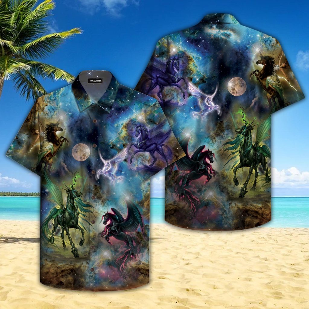 Unicorn In The Moon Night Hawaiian Shirt | For Men &amp; Women | HW4697