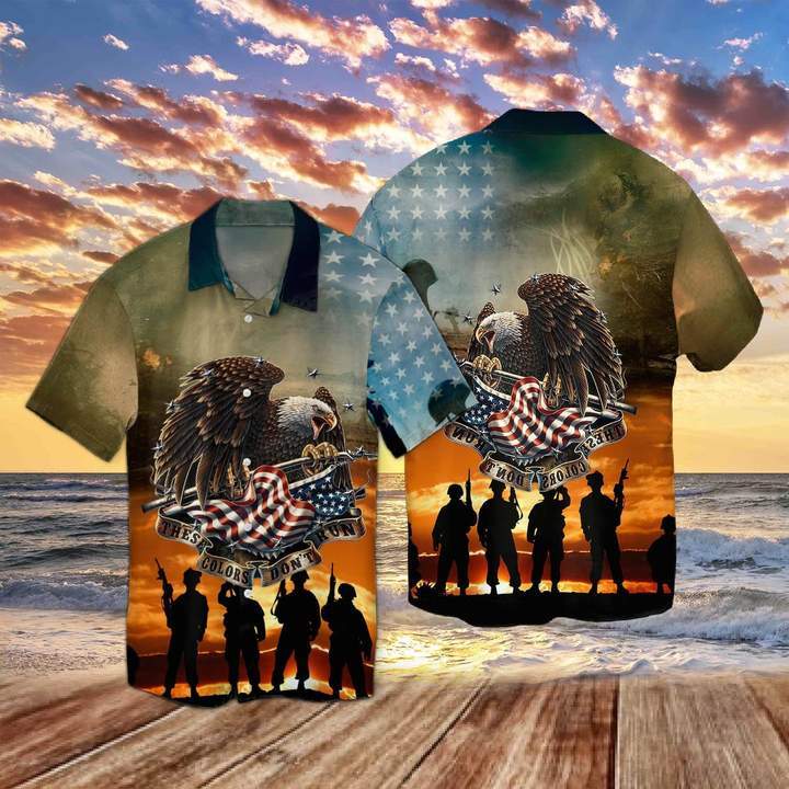 Veteran, These Colors Don't Run Eagle American Hawaiian Shirt | For Men & Women | HW8438