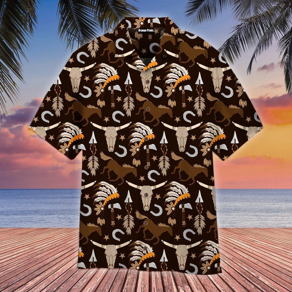 Vintage Western Boho Printed Hawaiian Shirt | For Men &amp; Women | WT6441