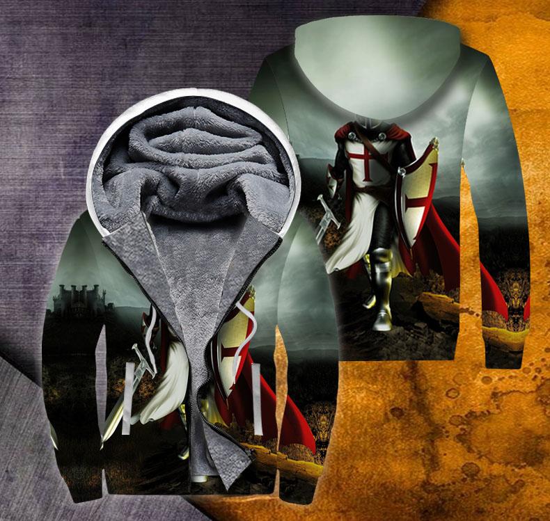 Knights Templar Fleece Zip Hoodie All Over Print | For Men & Women | FT1370