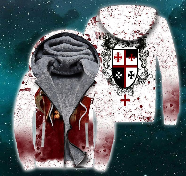 Knights Templar Fleece Zip Hoodie All Over Print | For Men & Women | FT1994