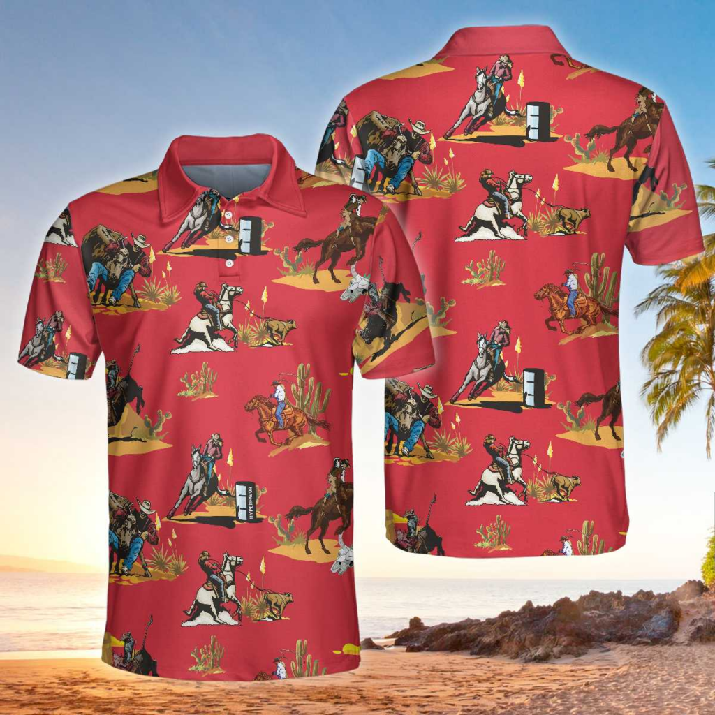 Rodeo Seamless Pattern Red Texas Cowboy Polo Shirt | For Men & Women | PO1647