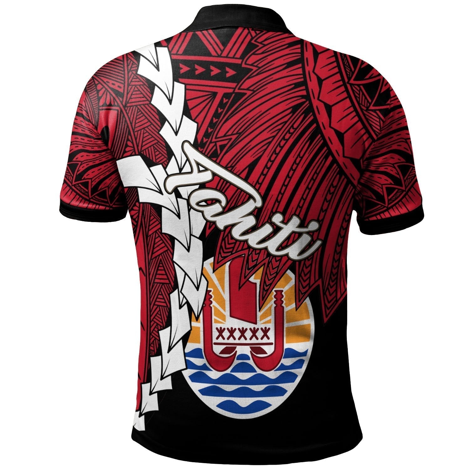 Tahiti Polynesian Tribal Wave Tattoo Flag Style Polo Shirt | For Men ...