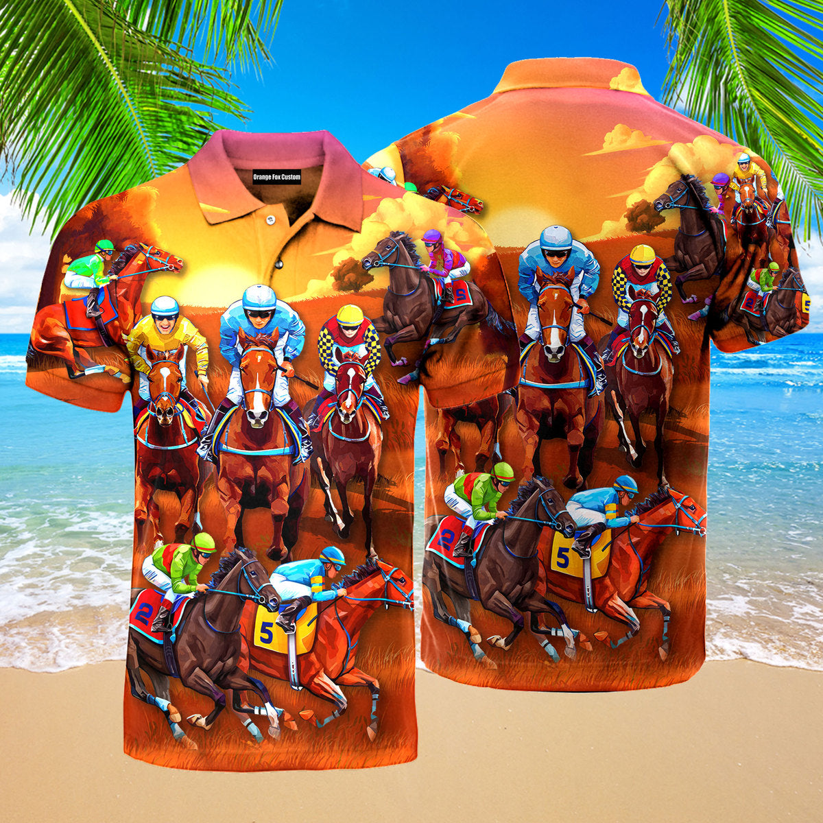 Kentucky Derby Horse Racing Aloha Polo Shirt | For Men | PL1041 ...